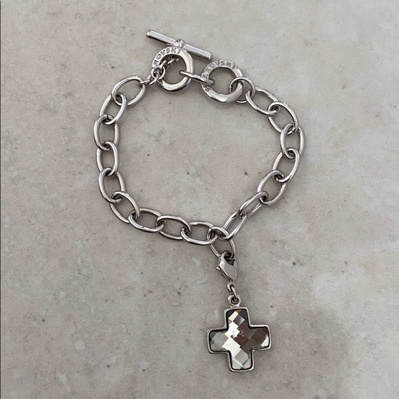 Swarovski Dorinda Silver Charm Bracelet with Cross - Picture 3 of 6